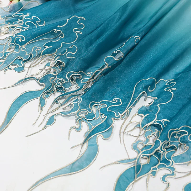 Sewing Fabric - Tkanina w stylu chińskim z haftem,