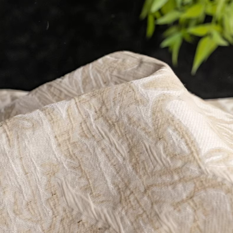 Beżowa lniana tkanina żakardow – Is Sewing A Textile Craft recenzja i cena
