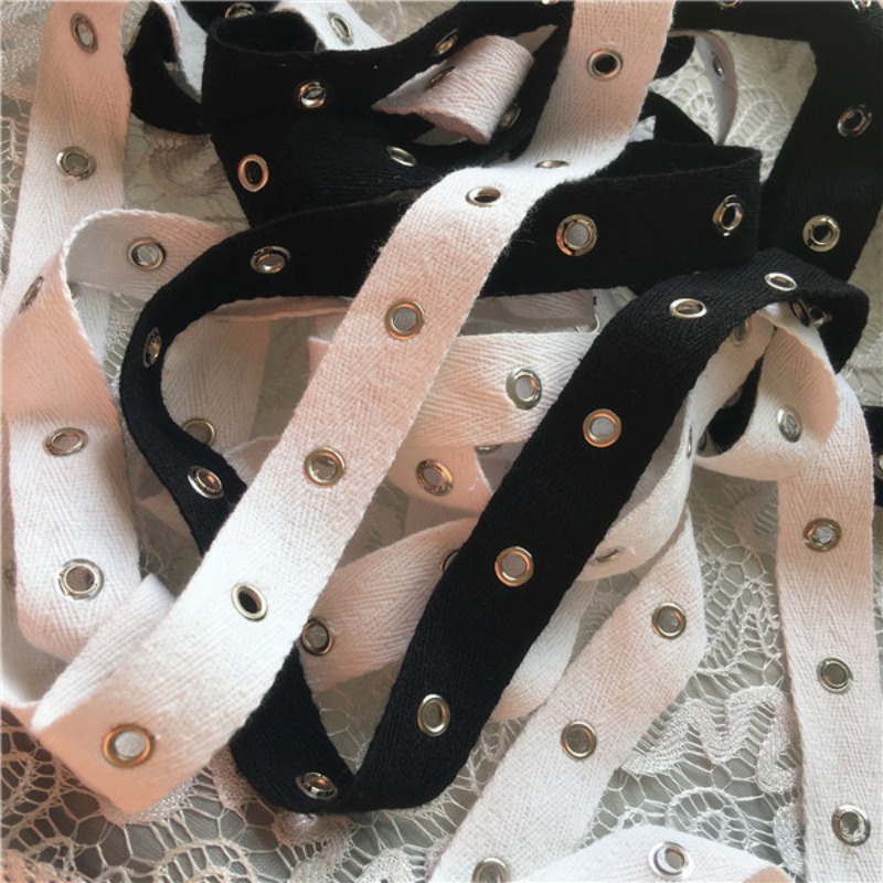 Czarno-biała taśma bawełniana  – Sewing Eyelet Fabric recenzja i cena